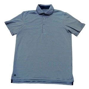 Greyson Mens Performance Golf Polo Shirt Size M  Blue Striped Club Embroidered